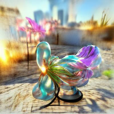 Pastel Blown Glass Flower Sculpture in Hyperrealism