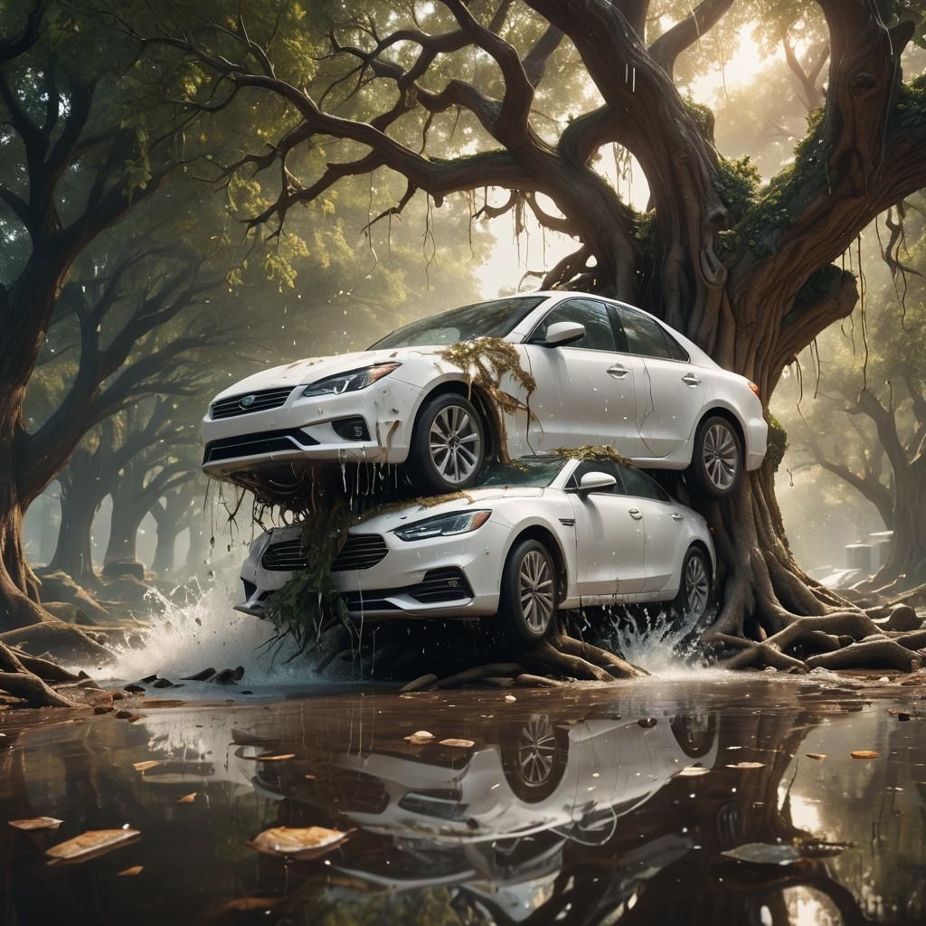 Car Crash in Fantastical Digital Matte Painting