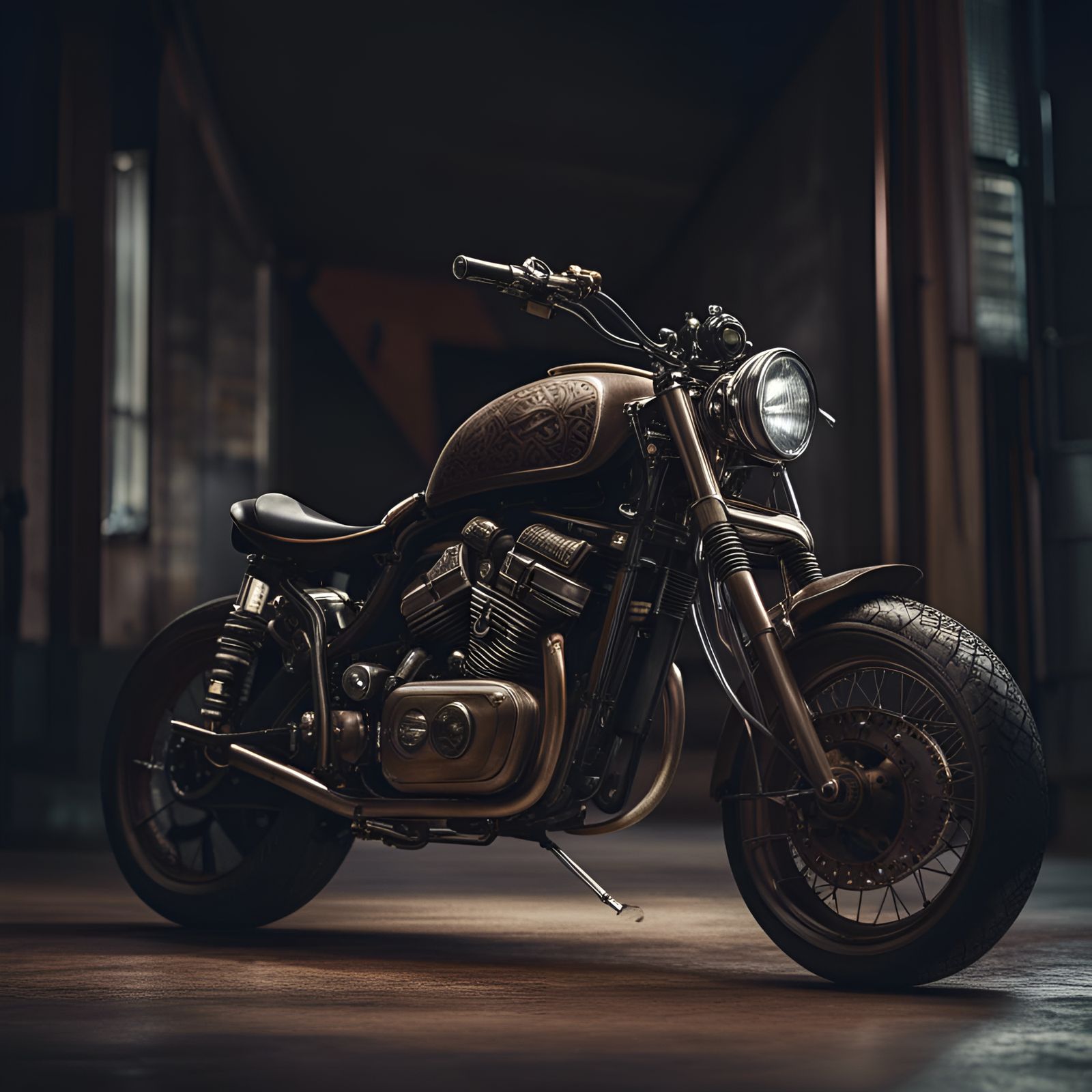 Hyperrealistic Motorcycle with Intricate Details