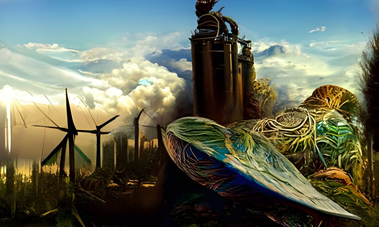 Steampunk Sustainability Art in Pastel Tones
