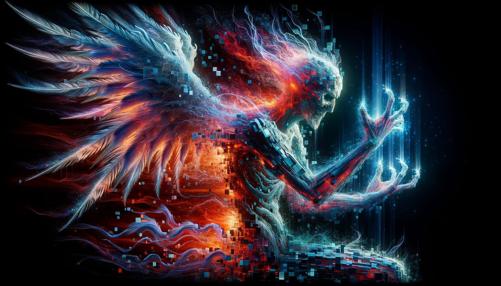 Ghastly Figure's Dragon Transformation in Digital Art