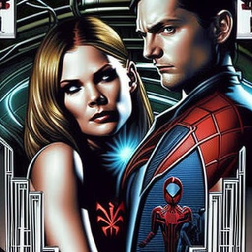 Mary Jane and Spiderman in Comic Book Art