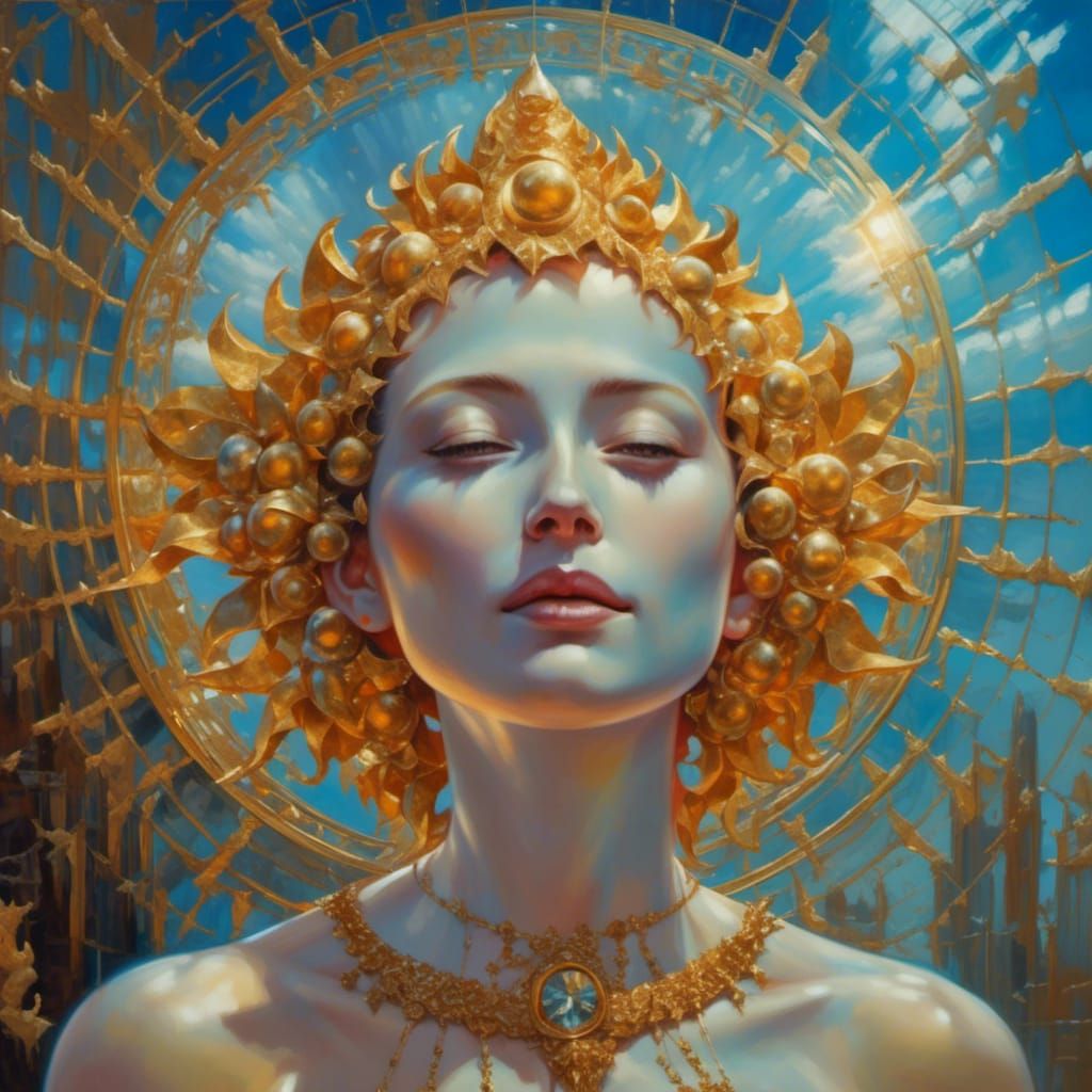 Golden Faced Woman in Bright Sunlight