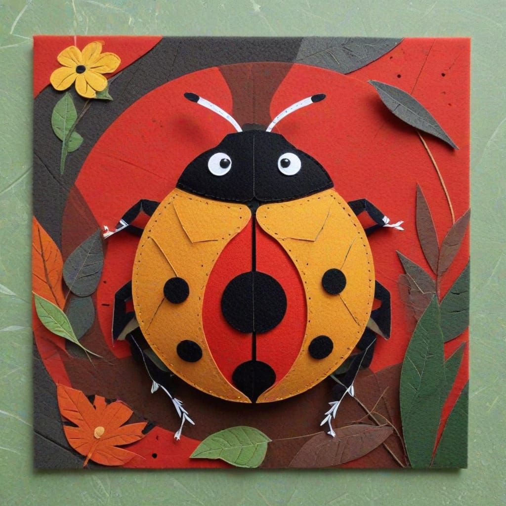 Ladybug in Charley Harper's Modern Cut Felt Style