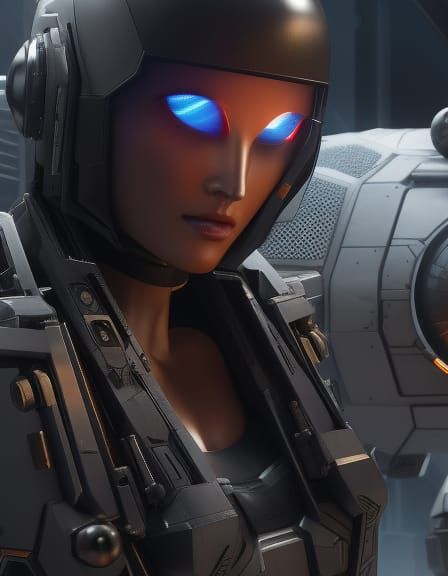 Detailed Ground Level Mech in Sci-Fi Style