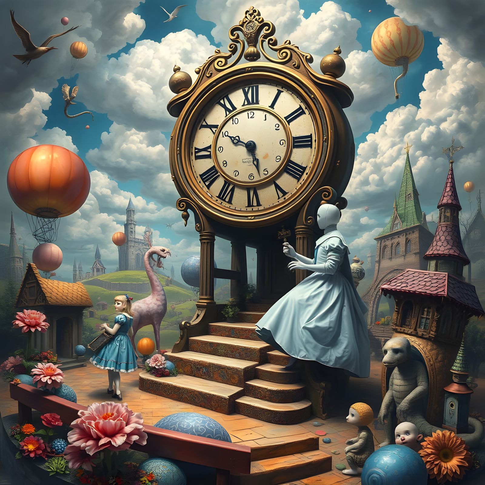 Whimsical Surrealism in a Fantastical Landscape