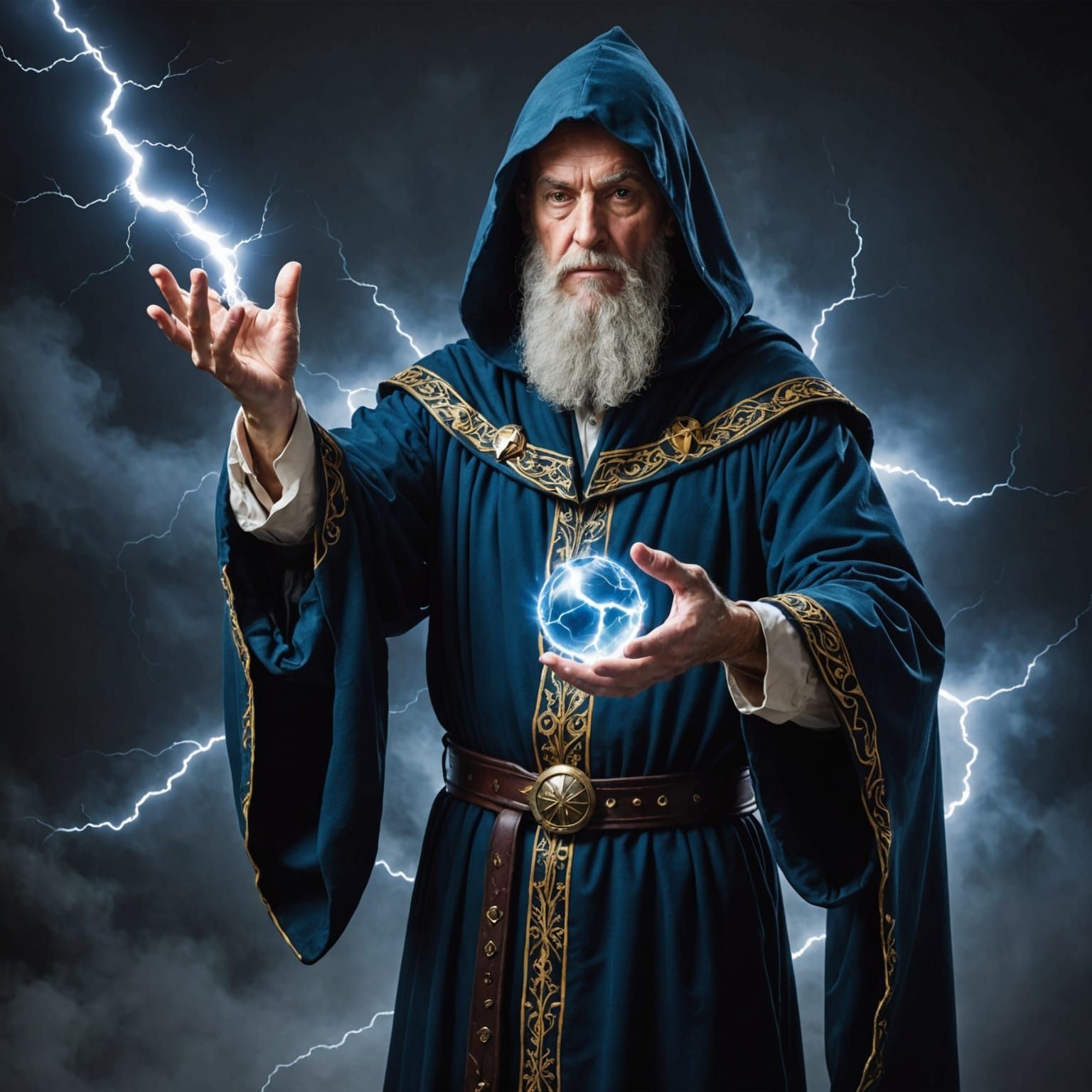 Wizard Conjuring Lightning Ball