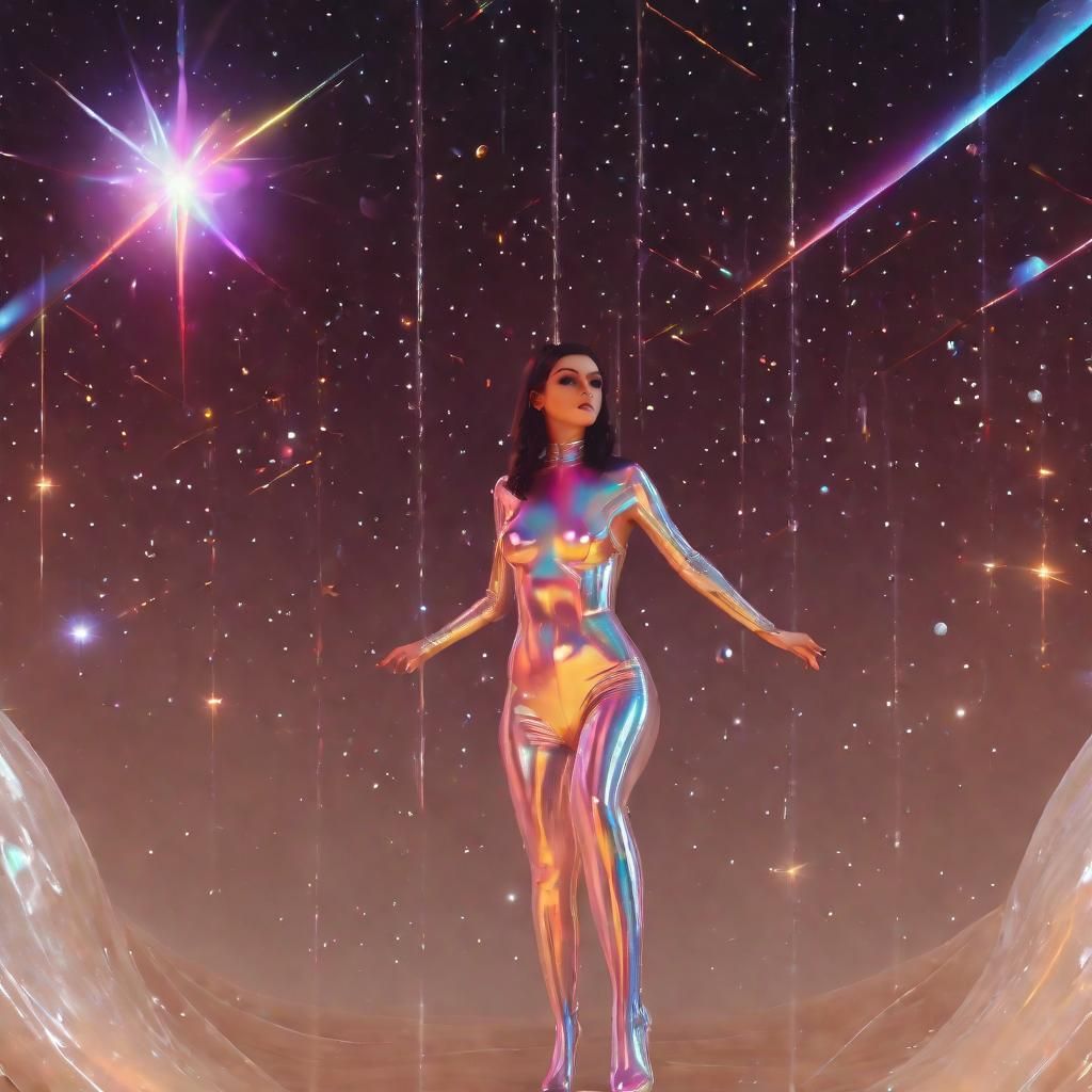 Holographic Cosmic Illustration: Lady in Black Latex