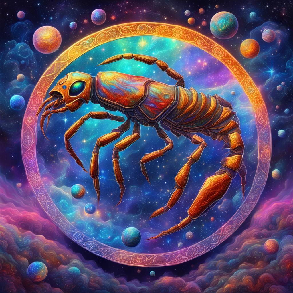 Cosmic Scorpio: Holographic Astral Illustration