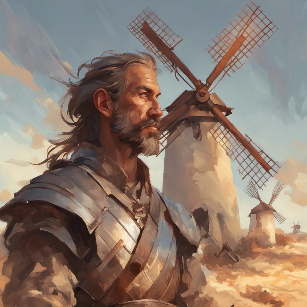 WINDMILLS: "Don Quixote de la Mancha en Infierno y su aventura de los molinos de viento"