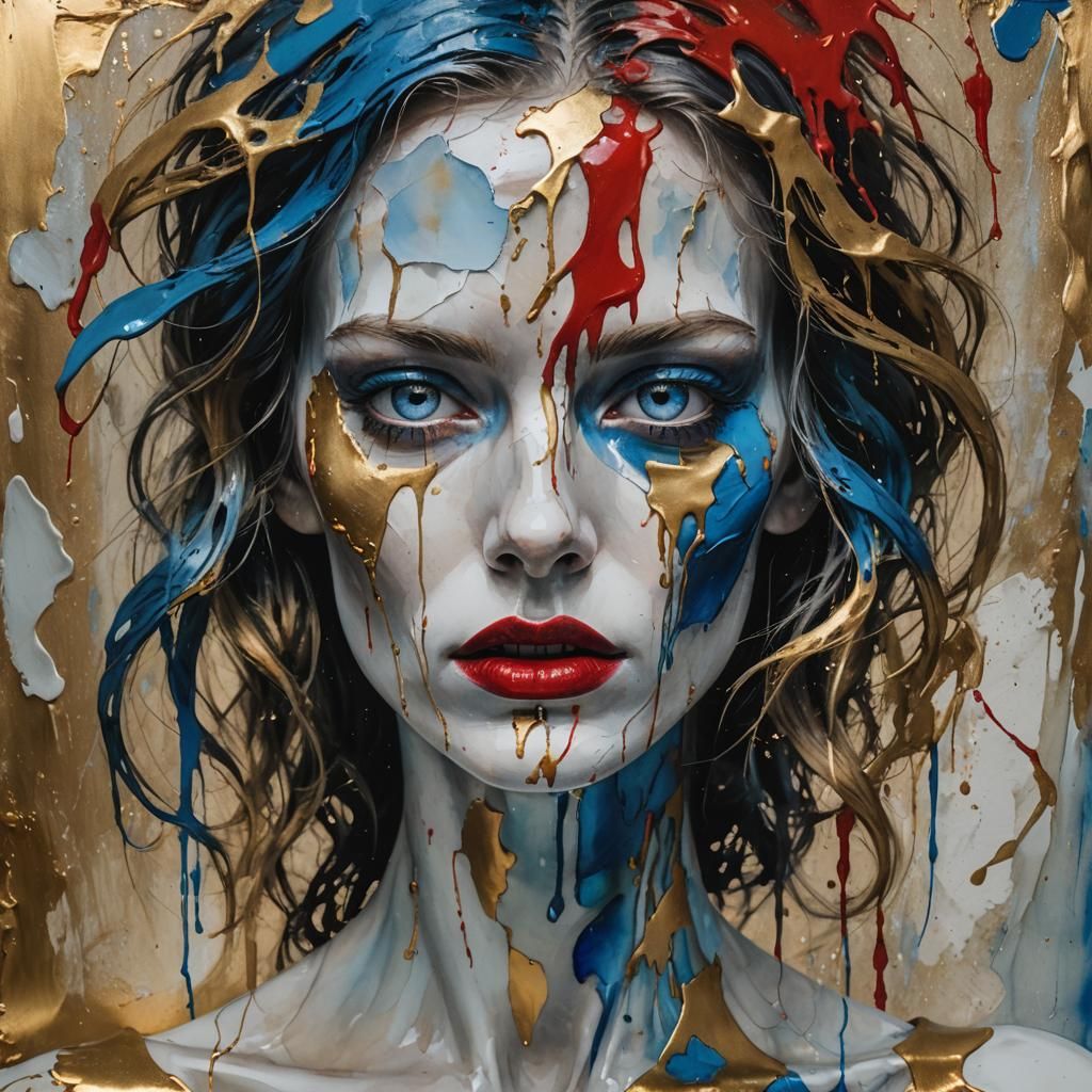 Surreal Split-Faced Portrait with Alabaster Skin