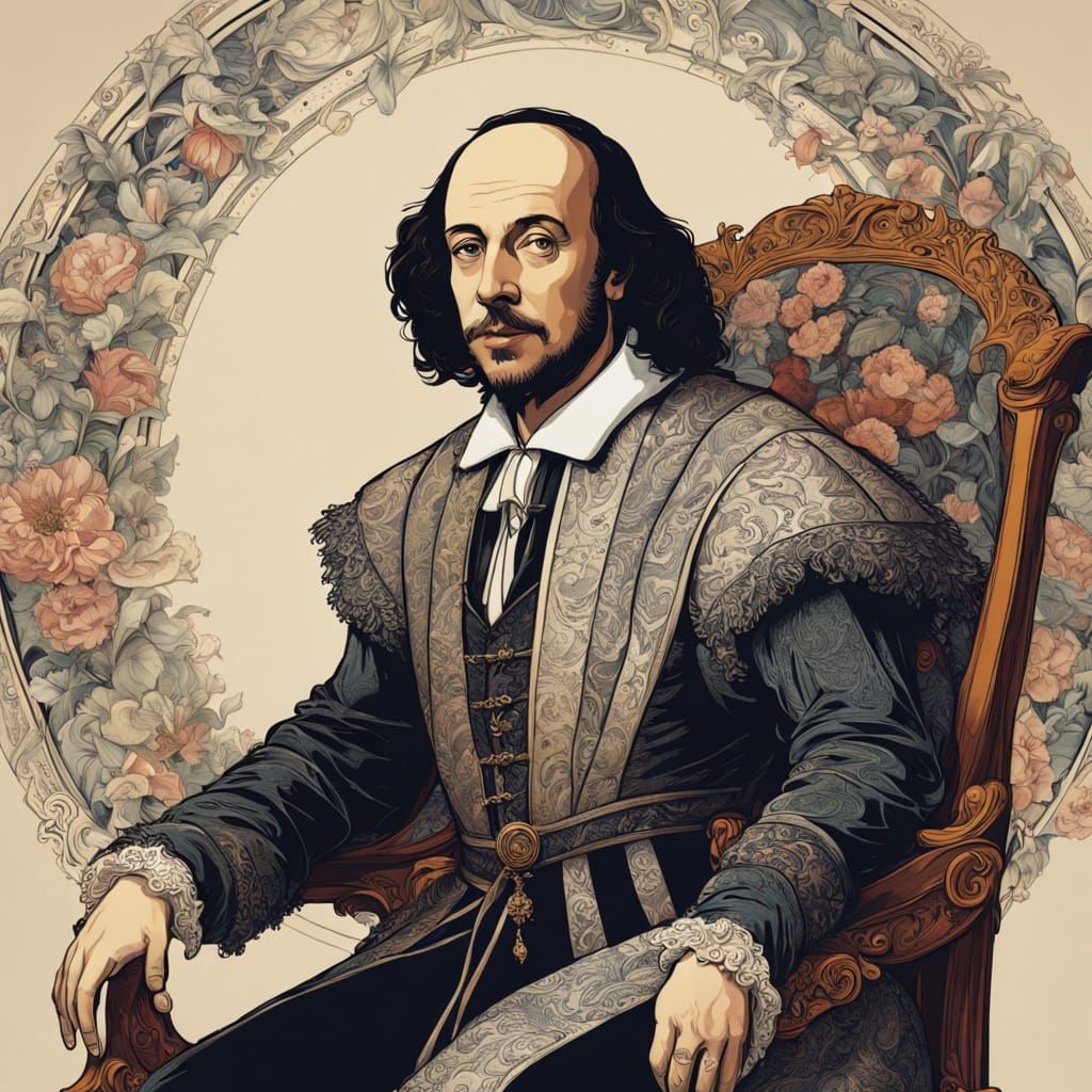 William Shakespeare in Elegant Art Nouveau Splendor