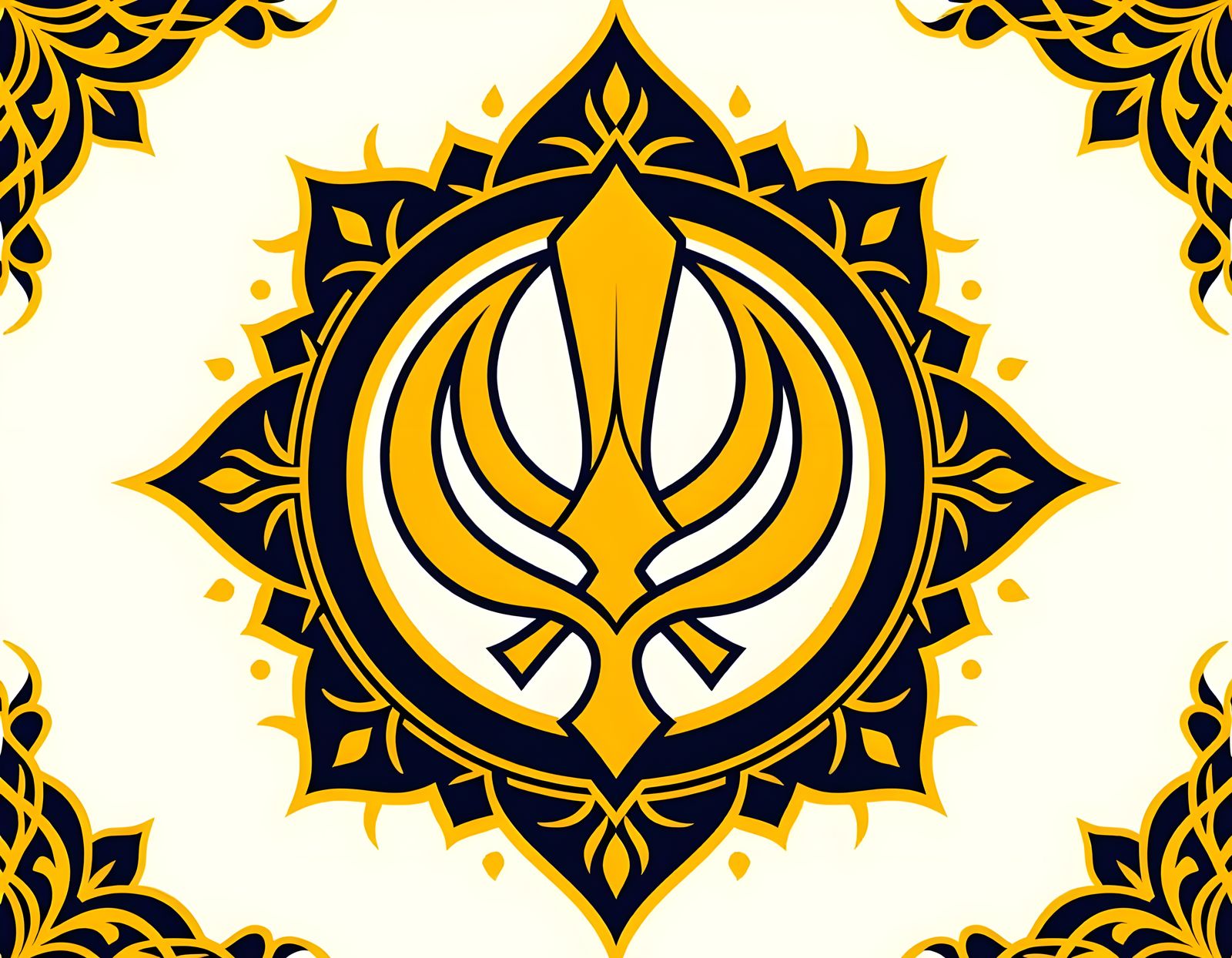 Golden Sikh Khanda Symbol in Modern Vector Art