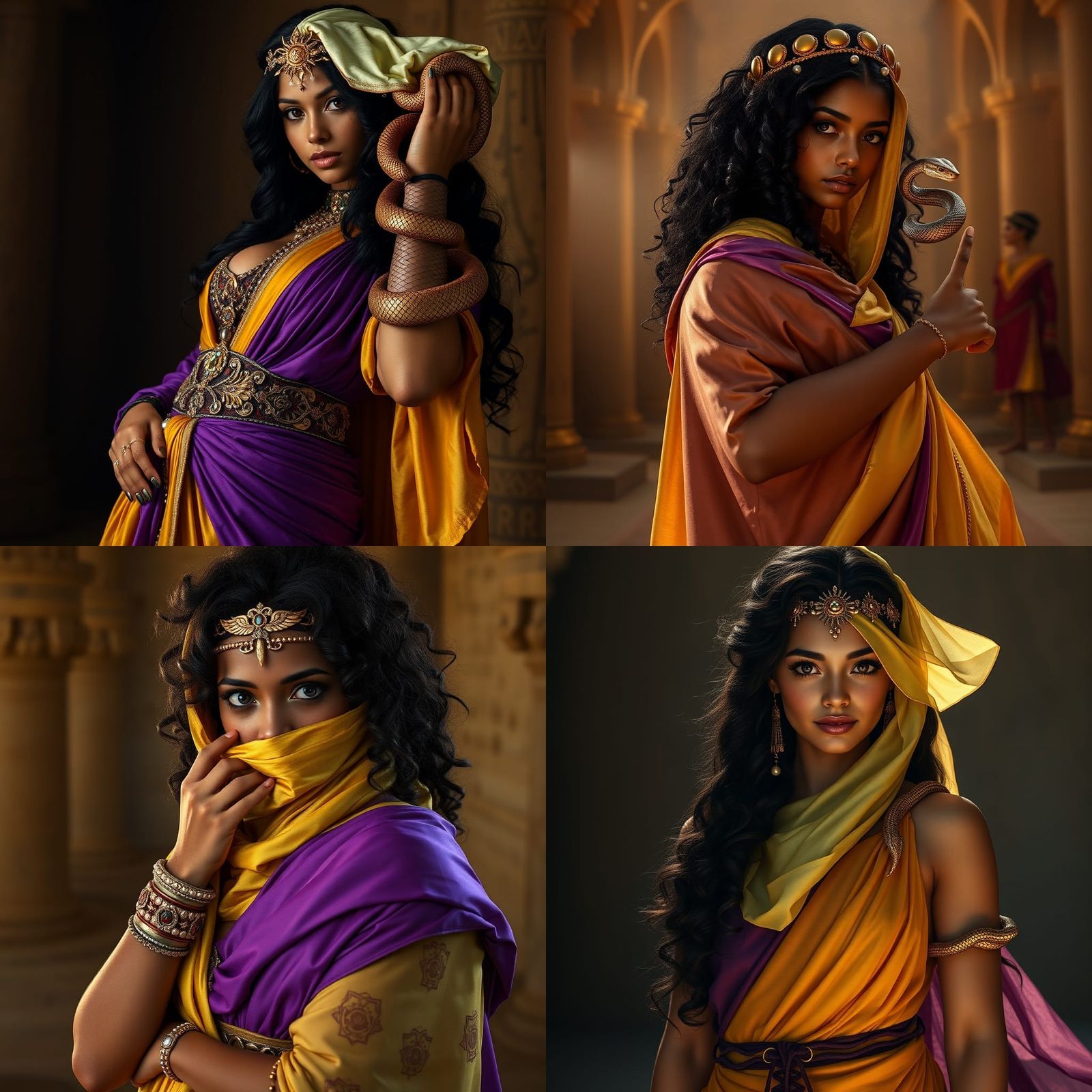 Egyptian Beauty in Silk and Jewels