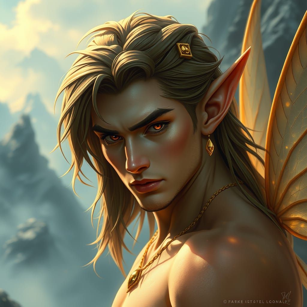 Seductive Fairy Lord in Whimsical, Hyperrealistic Fantasy