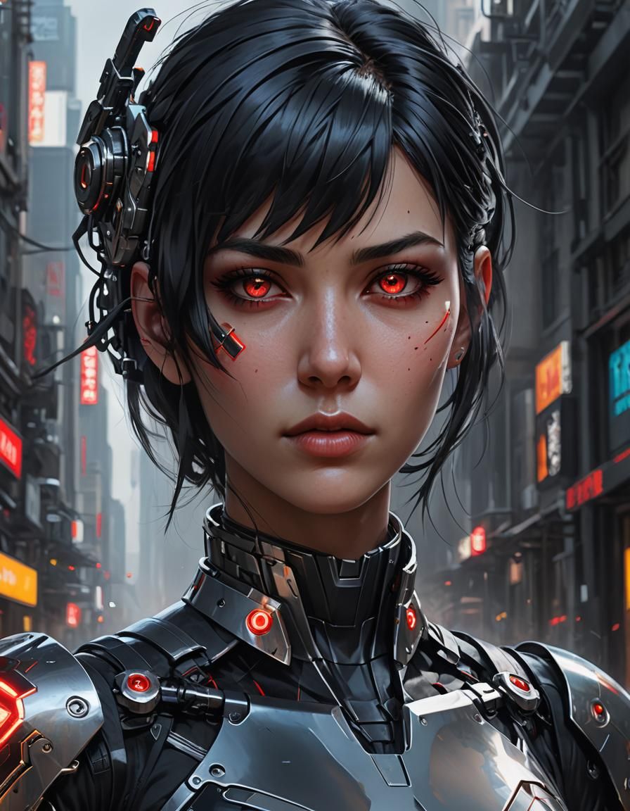 Realistic Female Cyborg Assassin Portrait in Unreal Engine 5