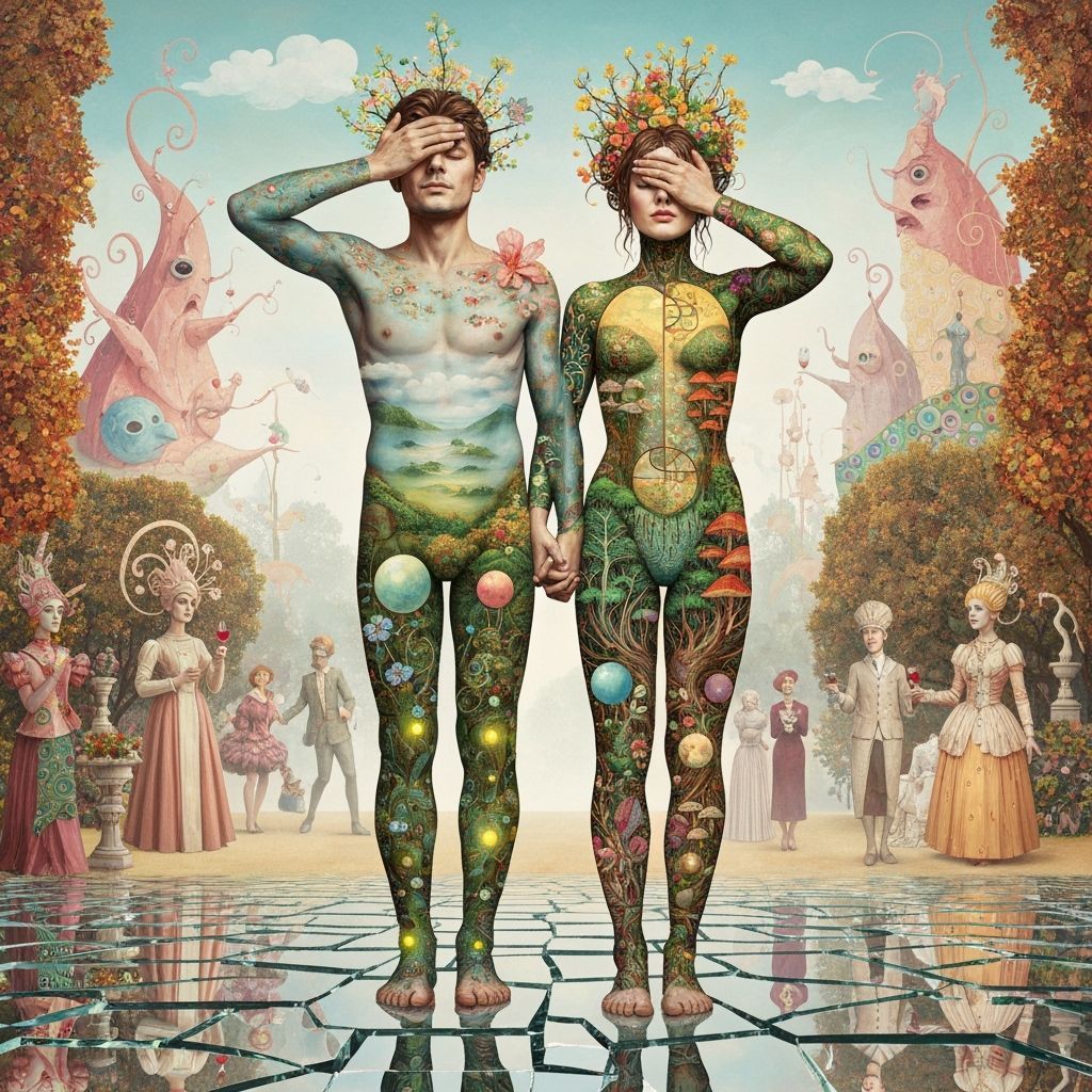 Surreal Bio-Art Collage of Weathered Prince in Dreamlike Lan...