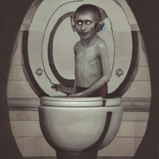 Dark, BW, skibidi-toilet-style, old retro...