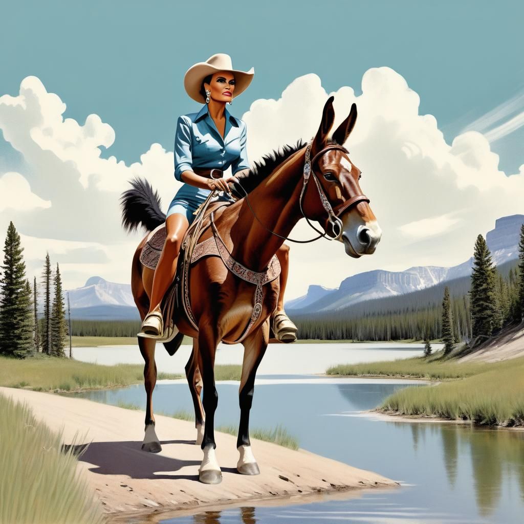 Shari Belafonte Rides a Mule: Breathtaking Illustration