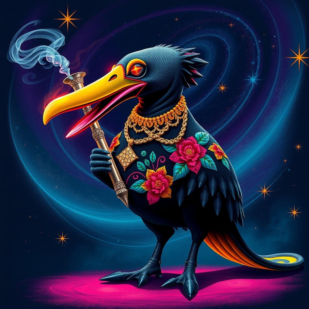 Psychedelic Fabric Platypus in a Cosmic Dreamscape