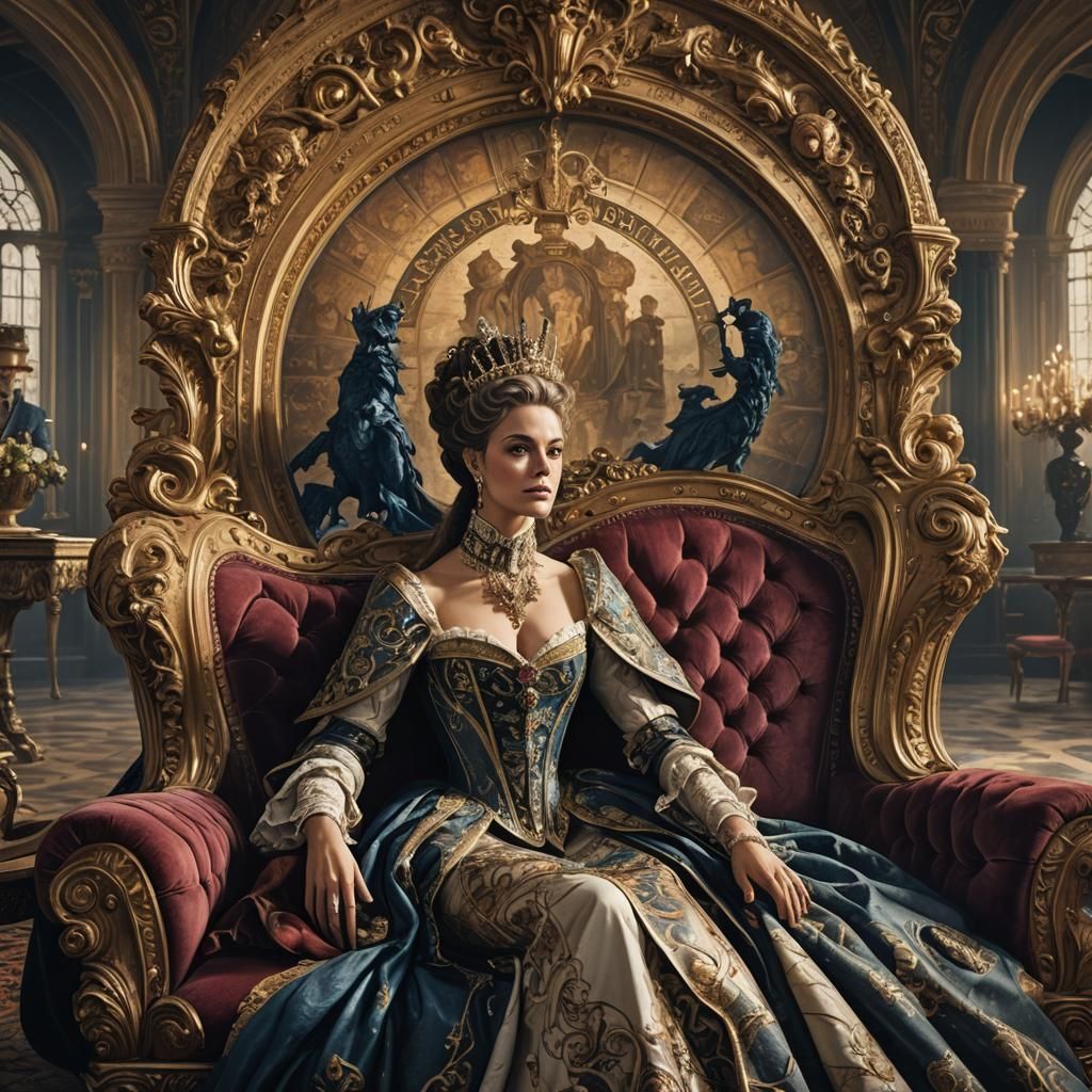 Young Countess Reading Letter in Royal Palace