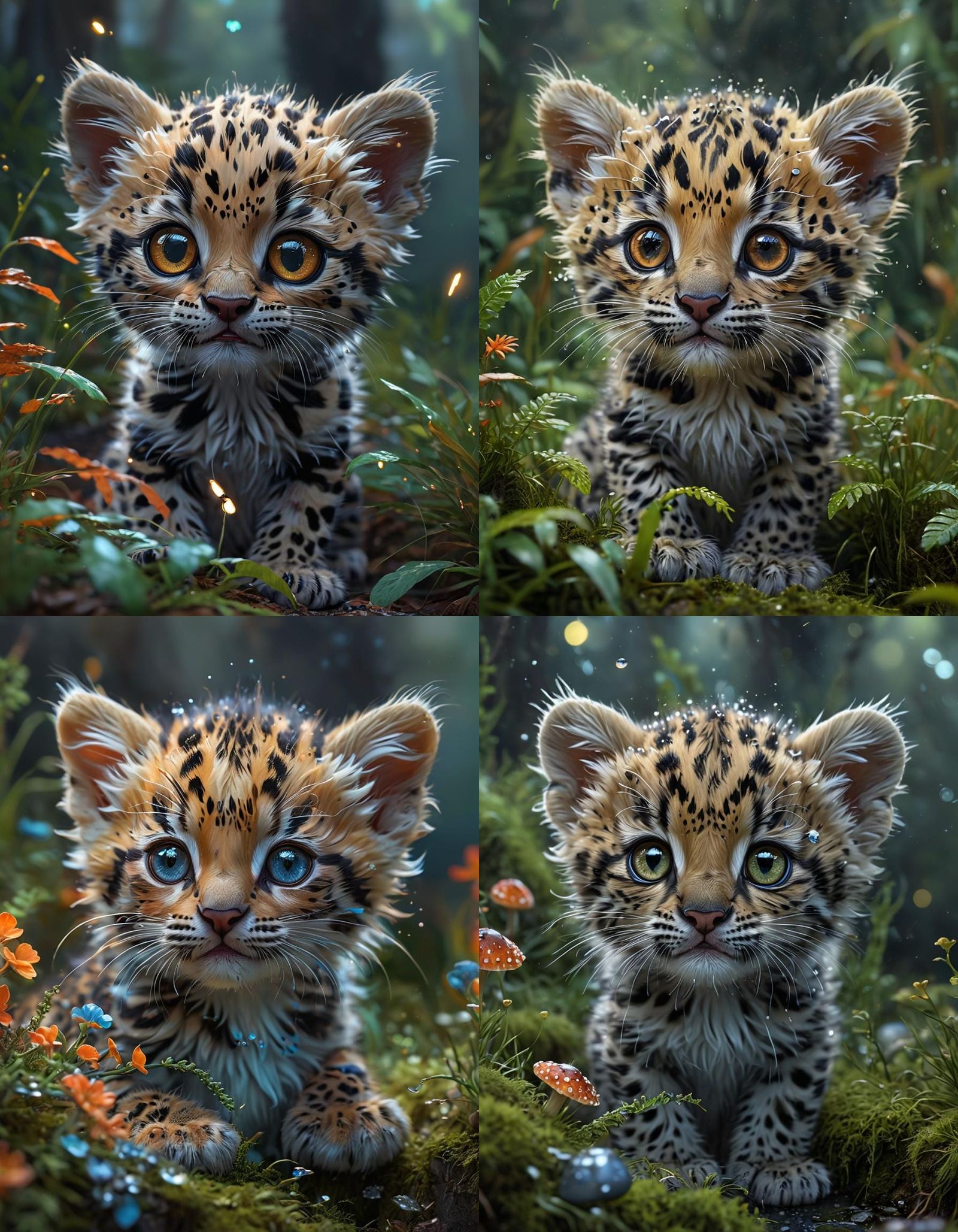 Adorable Fuzzy Baby Leopard Kitten in Vibrant Triadic Colors