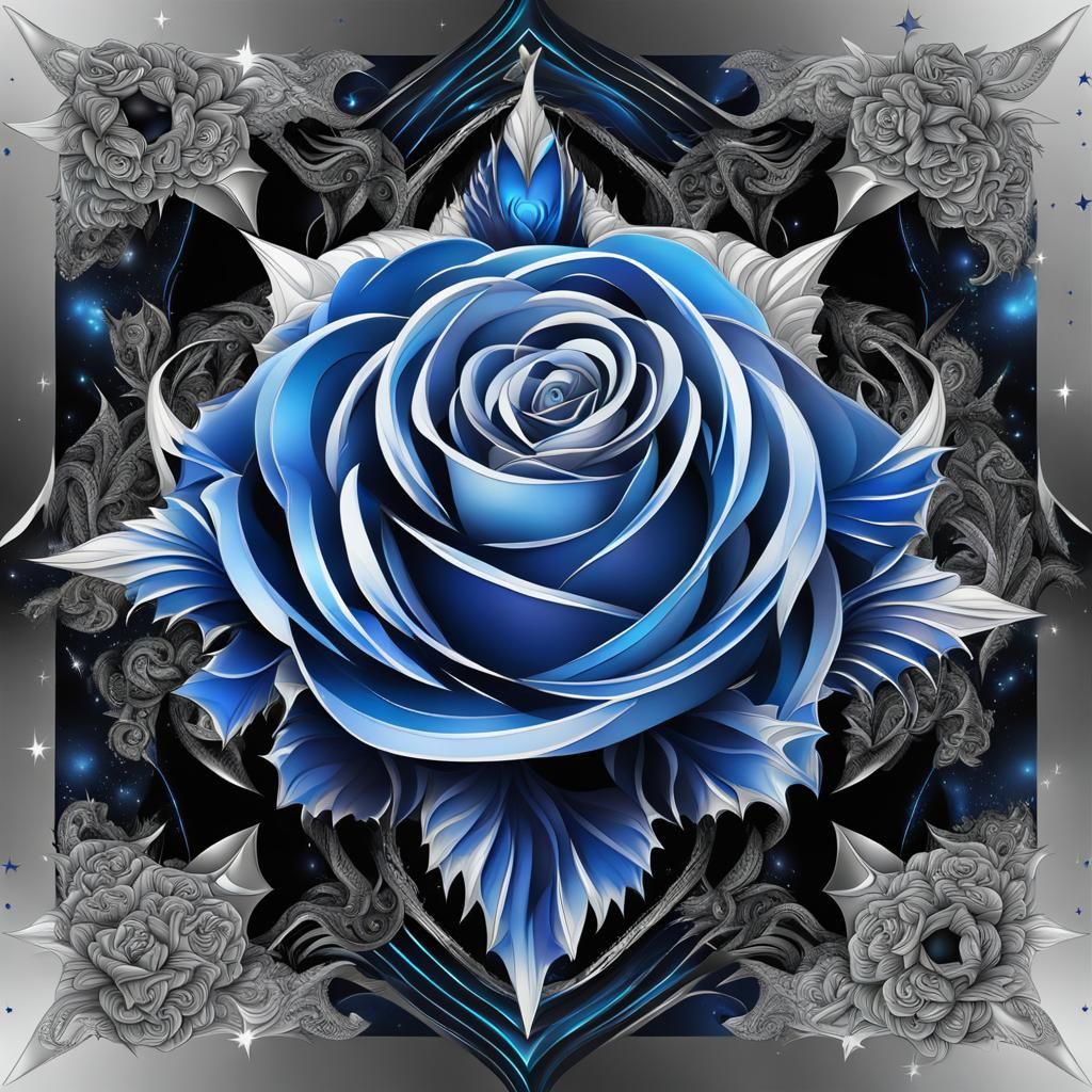 Surreal Eclipse with Roses, Daggers, Unicorns and Dragons