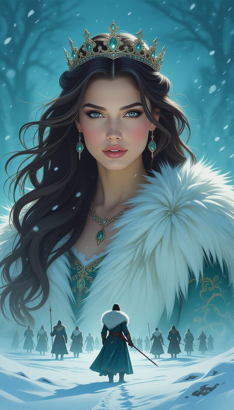 Epic Queen Portrait with Medieval Battle