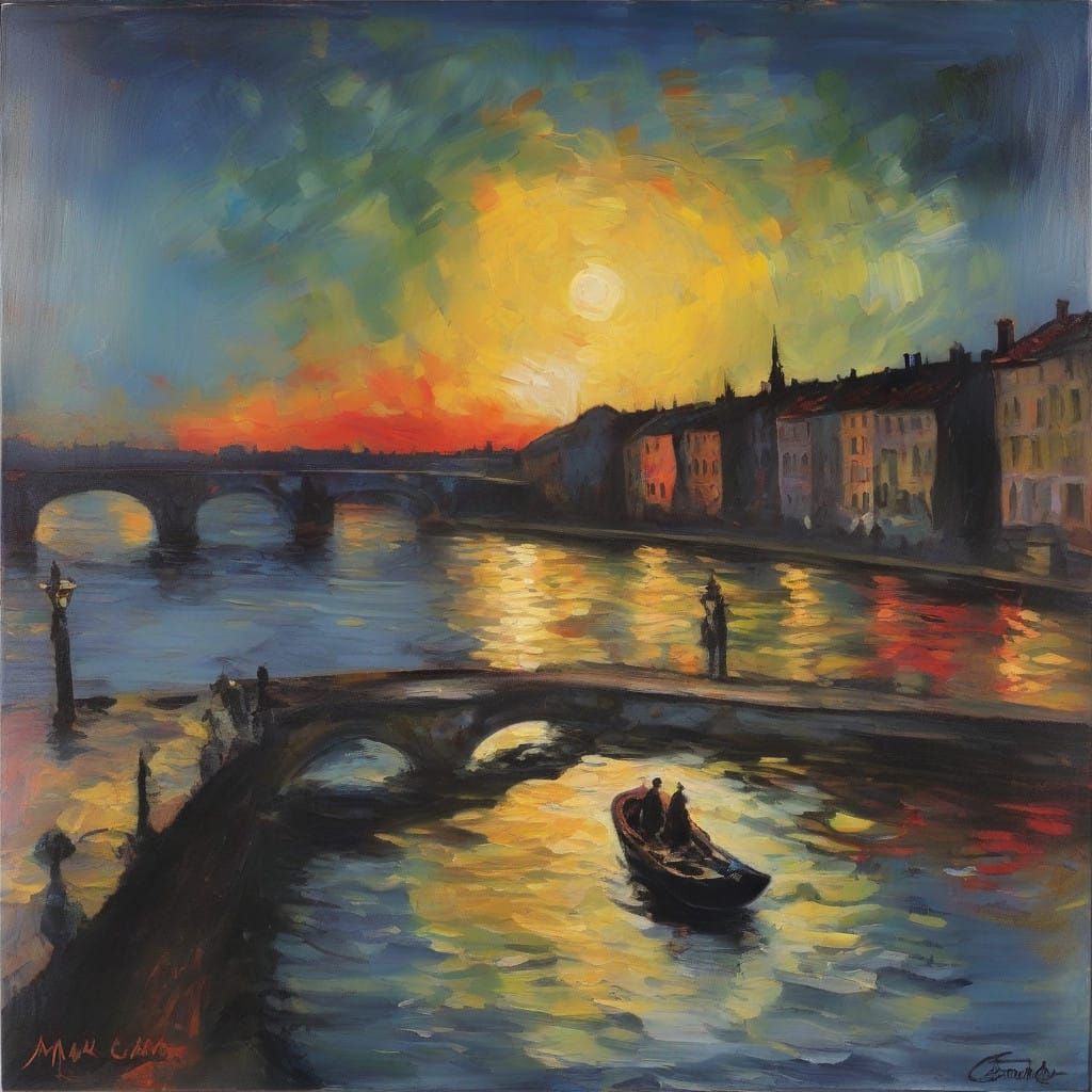 Moonlit Seine in Vibrant Fauvist Oil