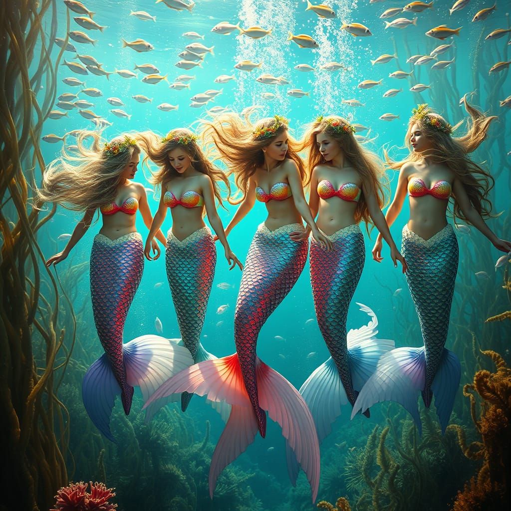 Mermaids in a Whimsical Aquatic Wonderland