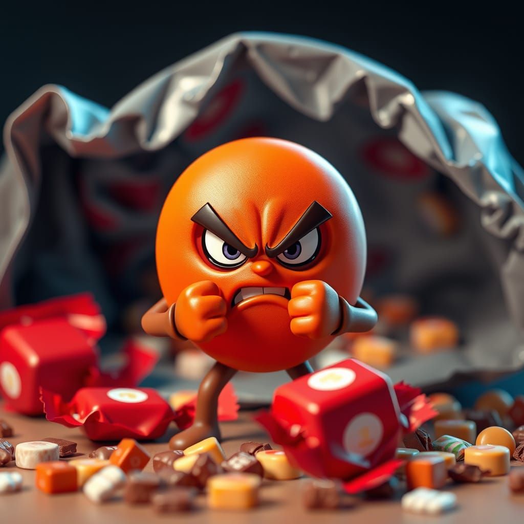 Candy Battle: Orange Versus Red in 3D Anime Style