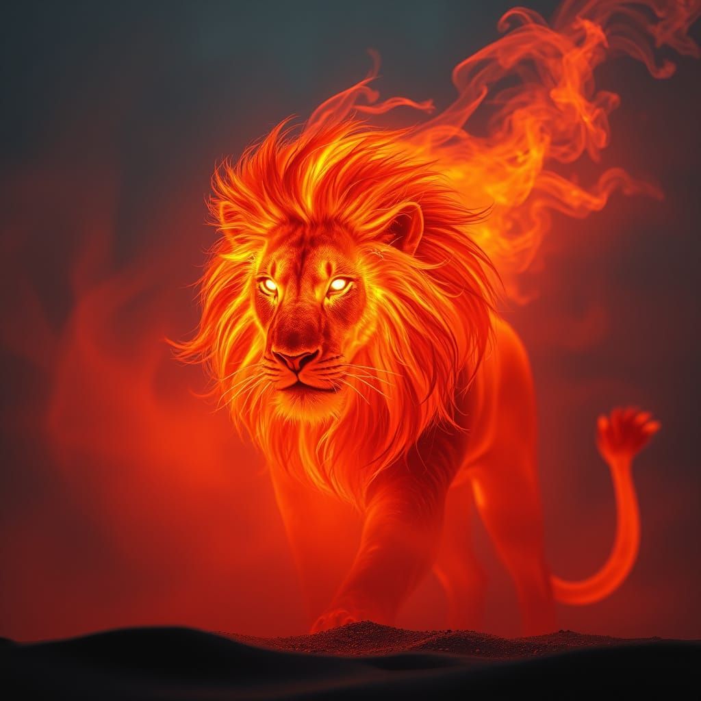 Lion out of fire