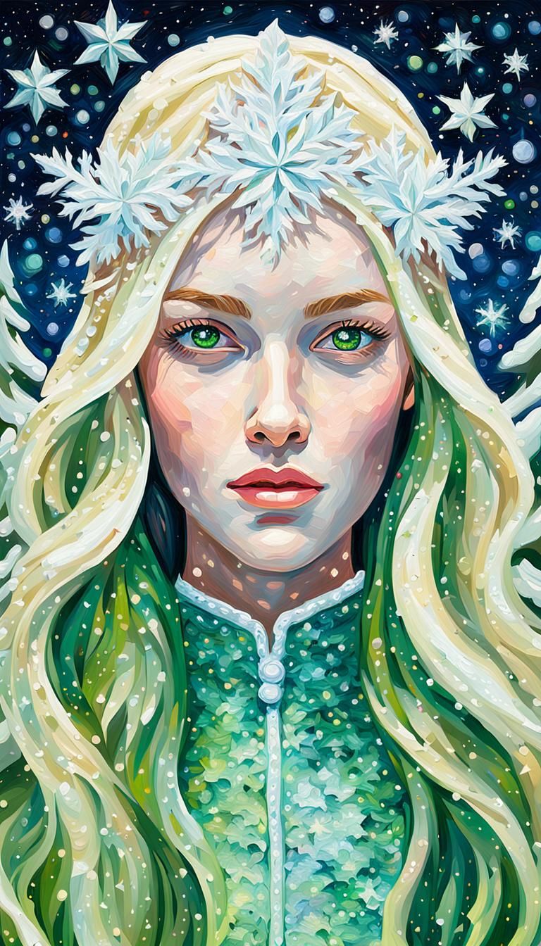 Winter Elf Princess Under Northern Lights, Faberge Style