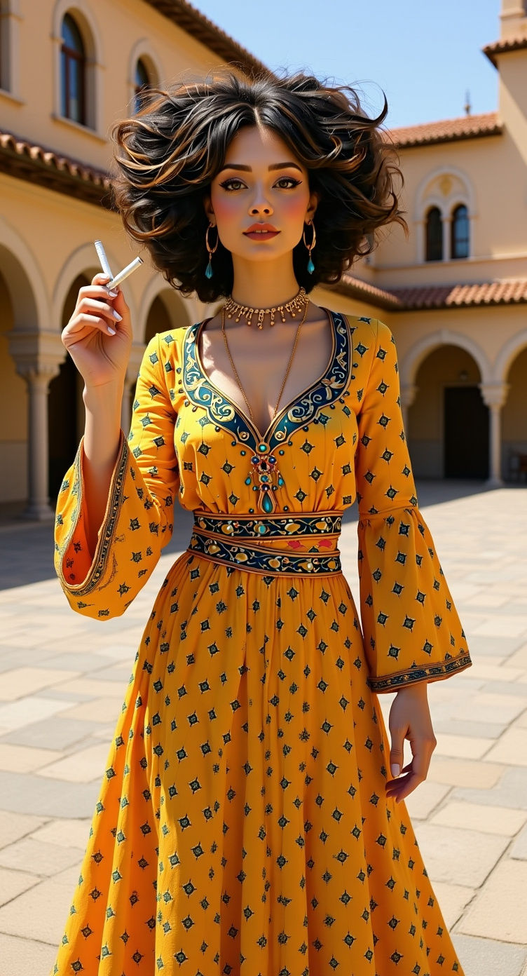 Regal African Goddess in Elegant Black Headdress