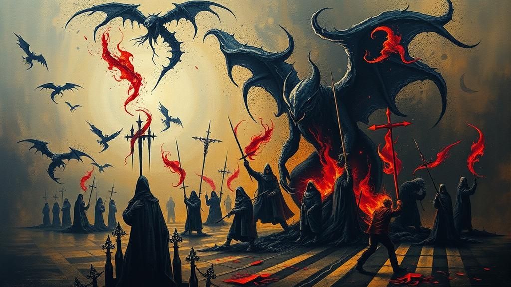 Satan's Army: Abstract Surrealism in Dystopian Landscape