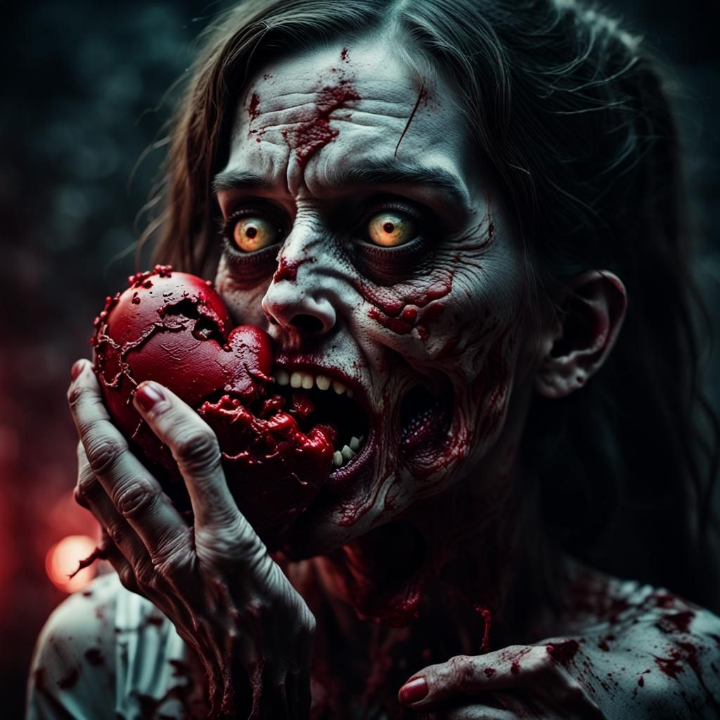 Zombie Woman Eats a Heart: Cinematic Film Still