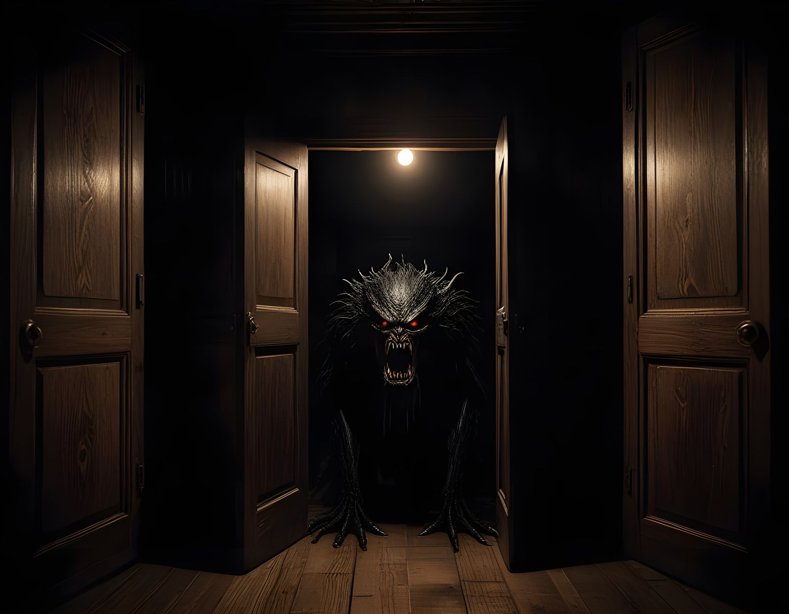 Monster Staring Out From Dark Closet