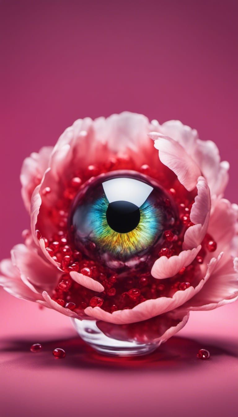 Eye Inside Glass Peony in Splash Art Style