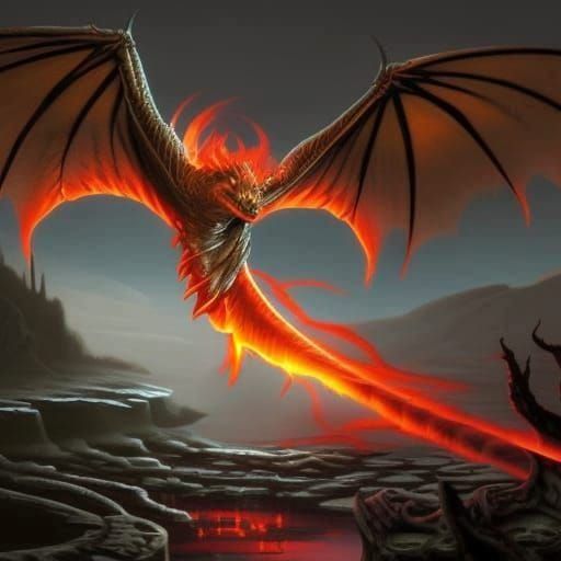 Fierce Magic Dragon in Dark Fantasy Style