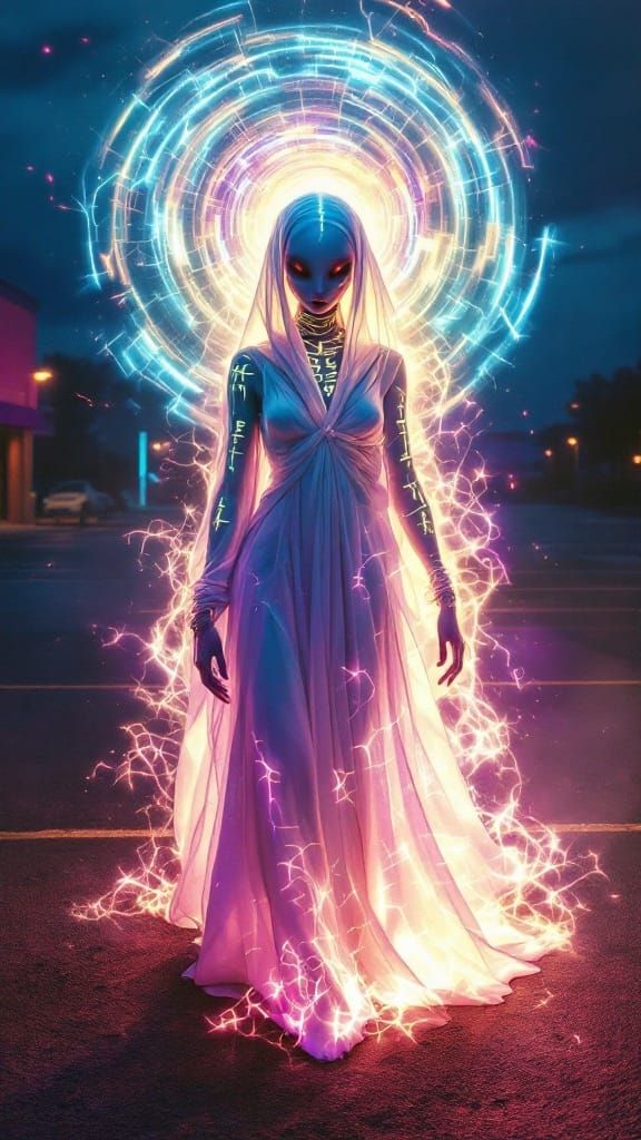 Ethereal Alien Being in Atmospheric Dark Fantasy Style
