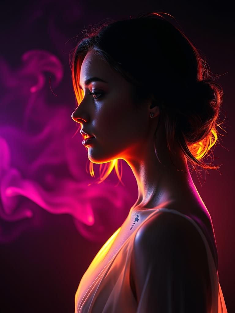 Ethereal Woman with Sunlight, Psychedelic Art