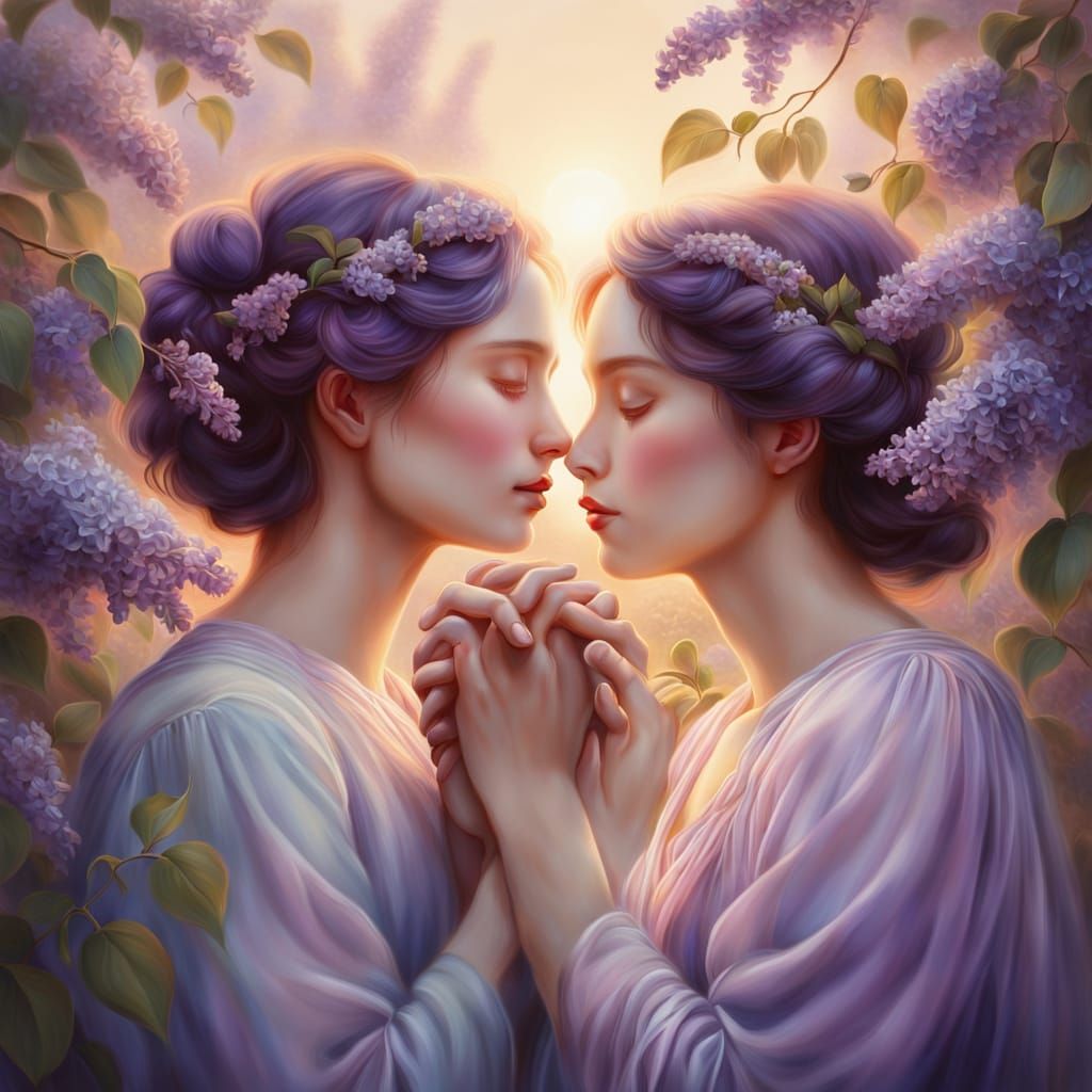 Romantic Hands: A Surreal Oil Painting