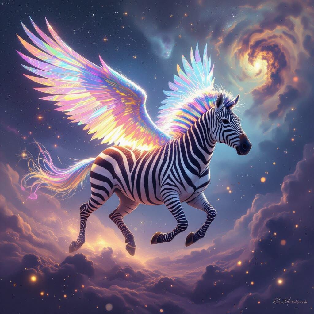 Pegazebrus Gallops Through Cosmic Nebula Sky