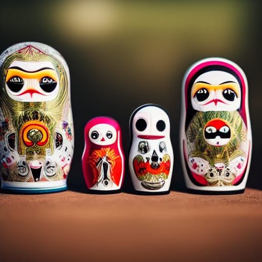 Dark Fantasy Nesting Dolls with Demon Faces