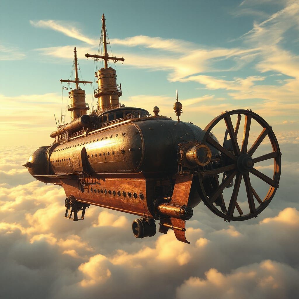 Majestic Steampunk Airship Dominates the Sky