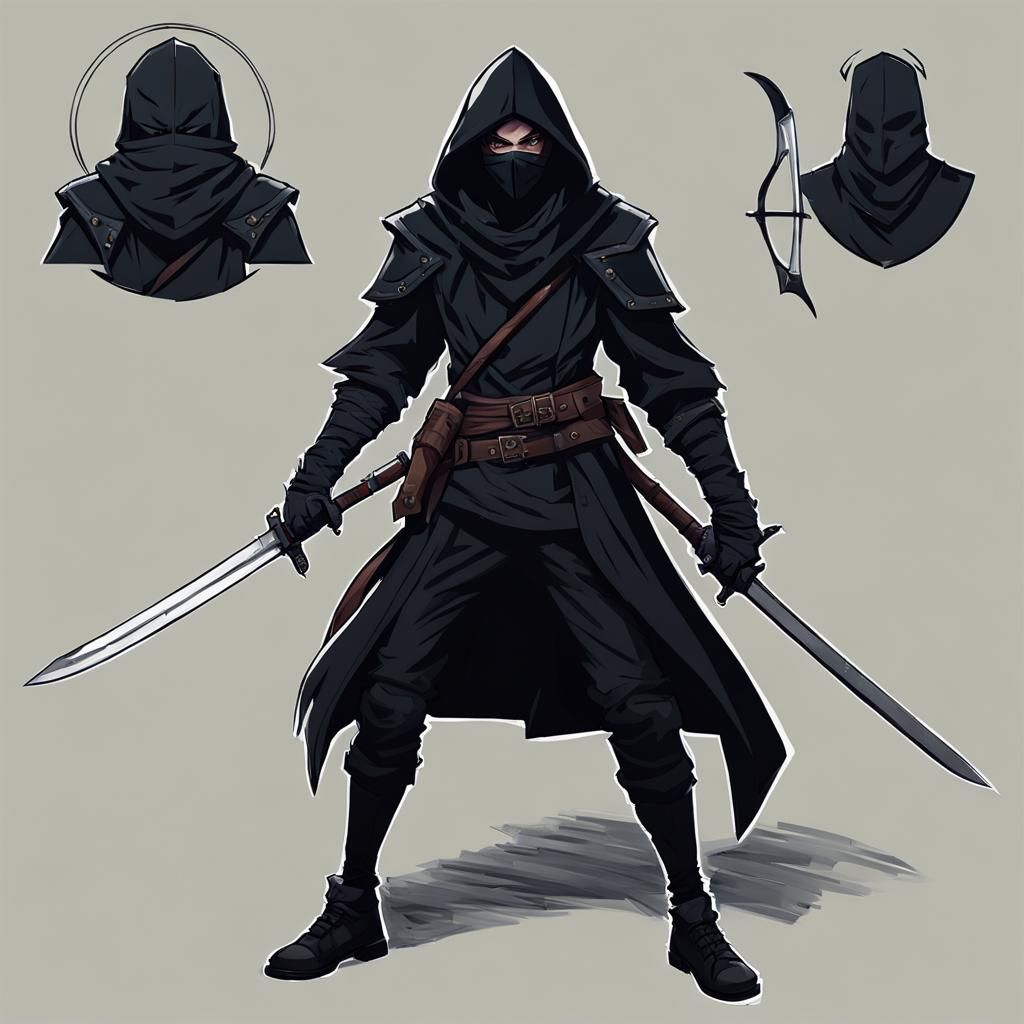 D&D Rogue OC with Oni Mask in Digital Art