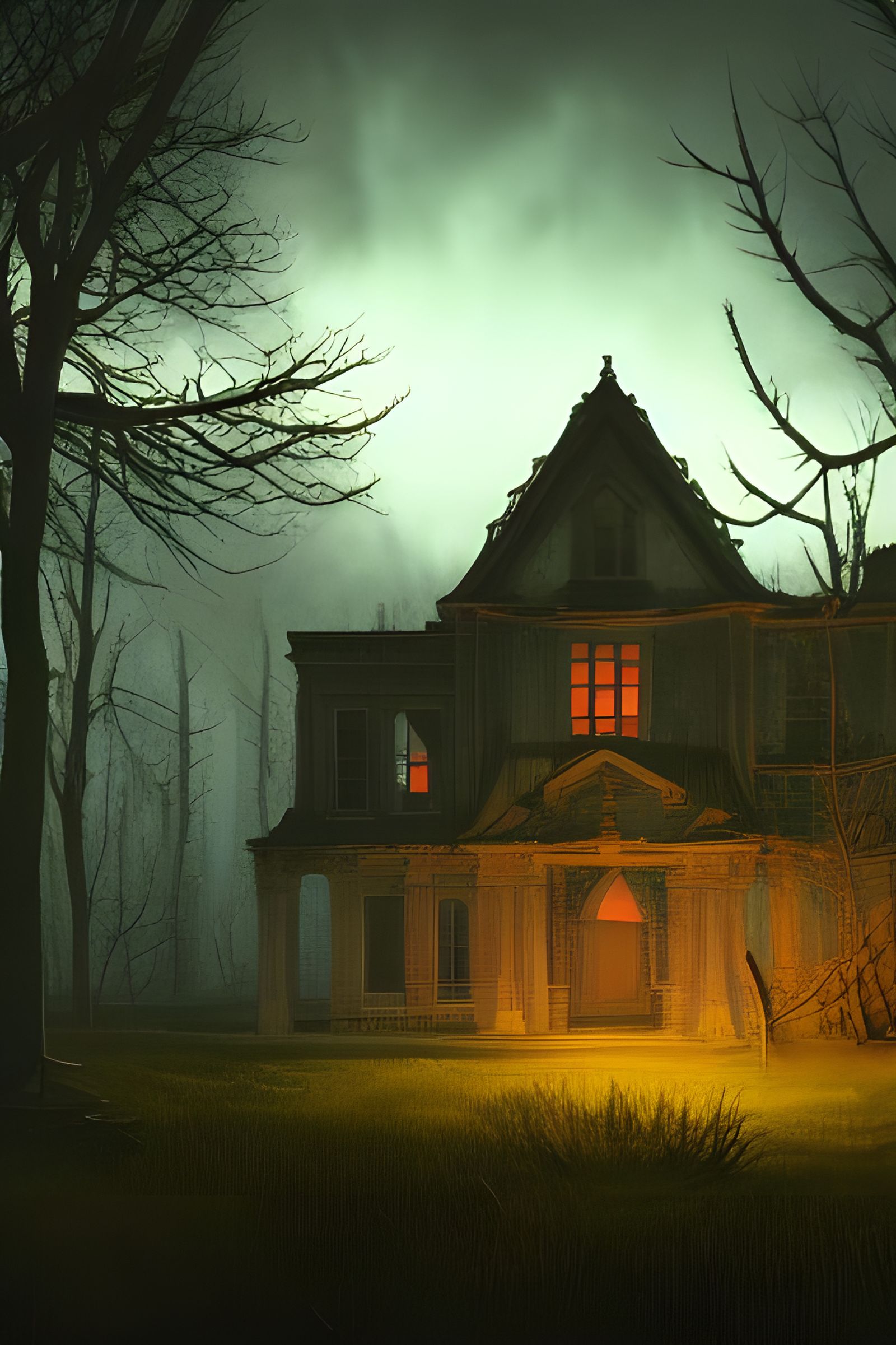 Haunted House Among Ruins: A Photorealistic Horror Landscape