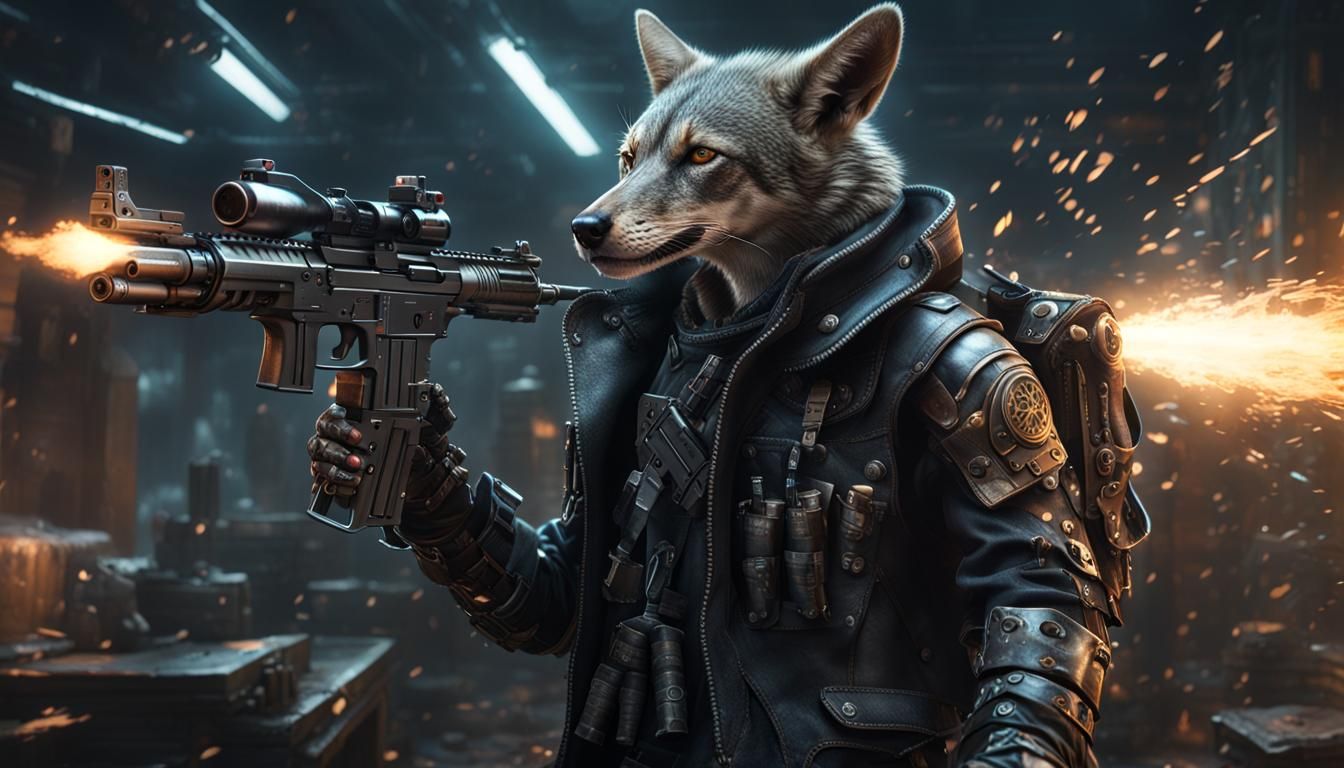 Jackal Cyberpunk Pack in Black Leather Armor