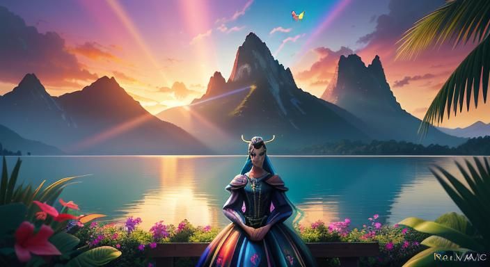 Tropical Paradise Woman with Surreal Details
