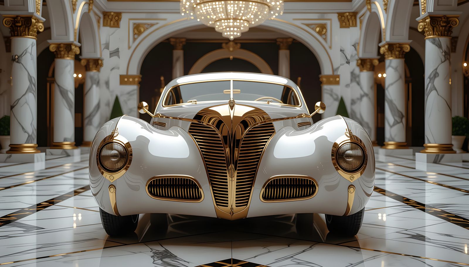 1940s Concept Car in Gold and Marble Textures